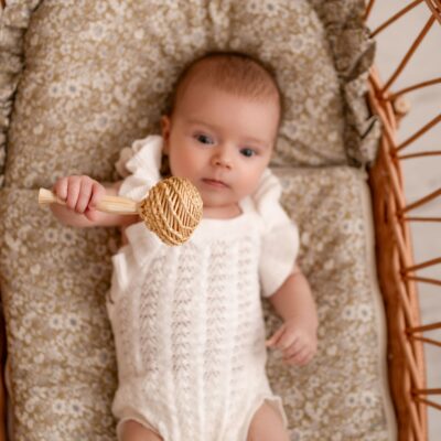 Śpiworek niemowlęcy 40×75– bawełna premium 100% łąka oliwkowa