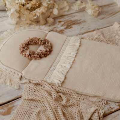 Śpiworek niemowlęcy 40×75– bawełna premium 100% muślin masełko