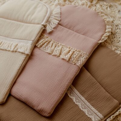 Śpiworek niemowlęcy 40×75– bawełna premium 100% muślin masełko