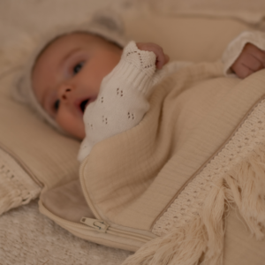 Śpiworek niemowlęcy 40×75– bawełna premium 100% muślin masełko