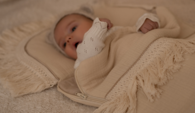 Śpiworek niemowlęcy 40×75– bawełna premium 100% muślin masełko