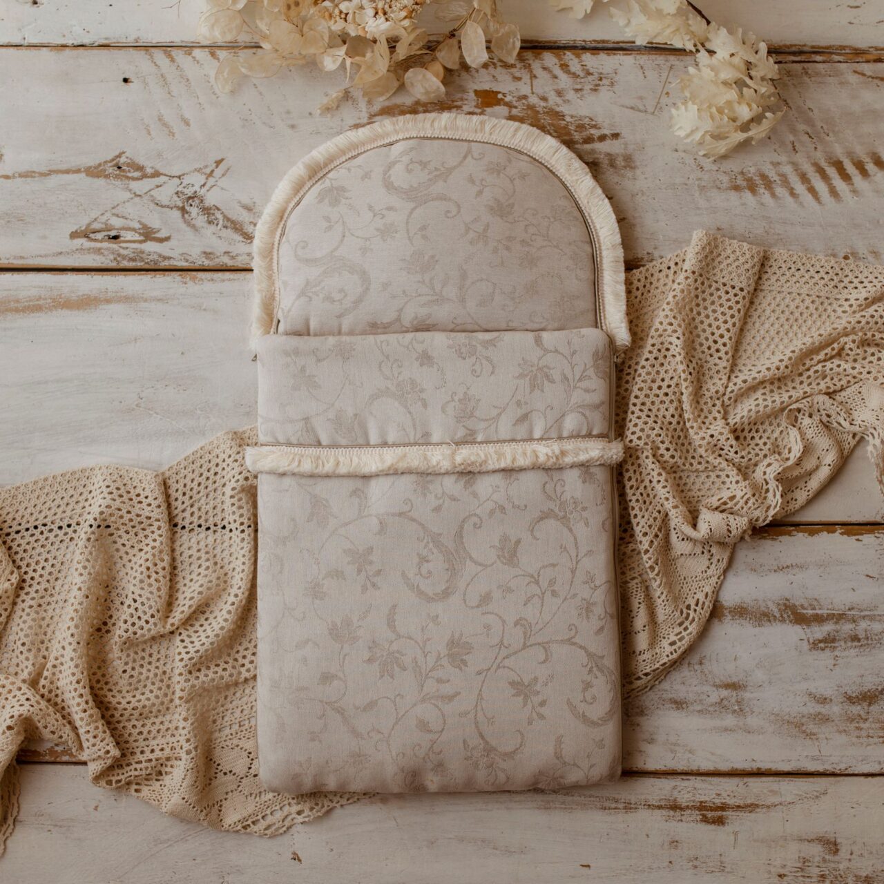 Śpiworek niemowlęcy 40×75 len premium 100% żakardowy