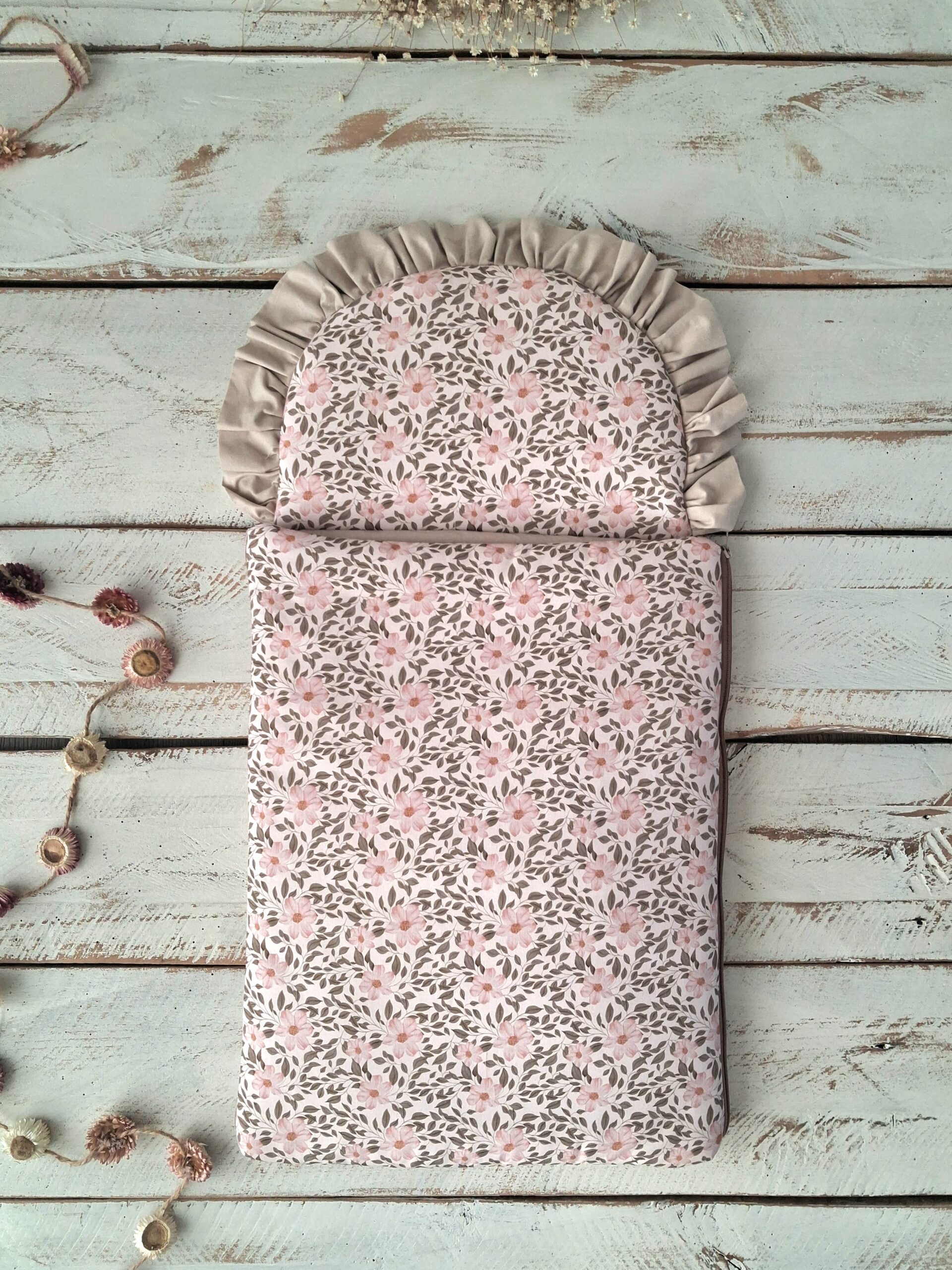 Śpiworek niemowlęcy 50×100cm kwiatuszki różowe