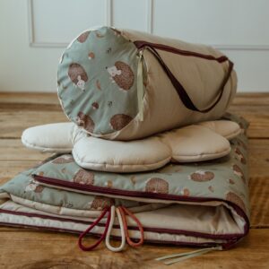 Śpiworek pościel 3w1 zestaw bawełniany premium jeżyki zielone junior