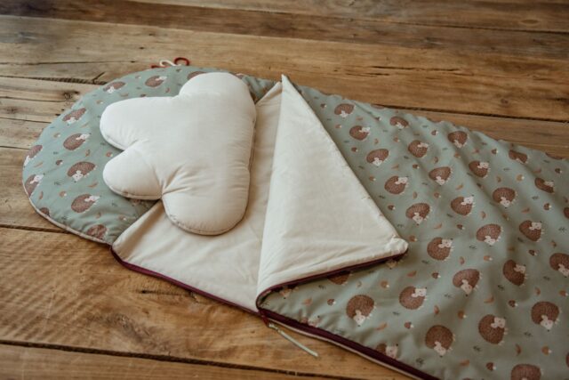 Śpiworek pościel 3w1 zestaw bawełniany premium jeżyki zielone junior