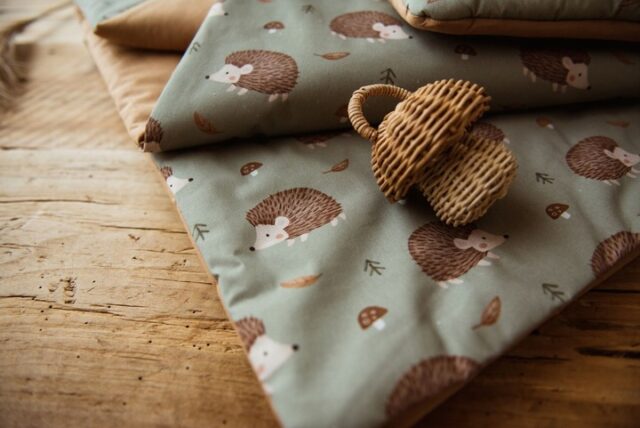 Śpiworek pościel 3w1 zestaw bawełniany premium jeżyki zielone junior