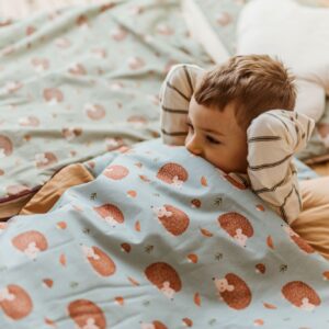 Śpiworek pościel 3w1 zestaw bawełniany premium jeżyki zielone junior