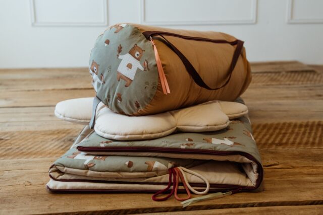 Śpiworek pościel do złobka zestaw 3w1 misie zielone