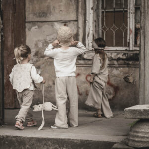 Spodnie lniane proste unisex dla dziecka szara glina