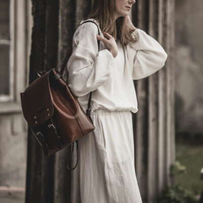 Spodnie damskie pallazzo ecru