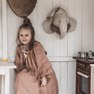 Sukienka beżowa lniana Marysia retro kokos 5-10 lat