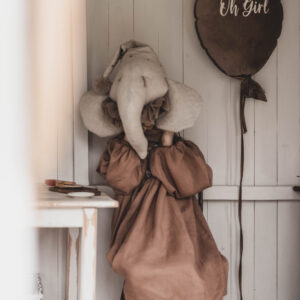 Sukienka beżowa lniana Marysia retro kokos 5-10 lat