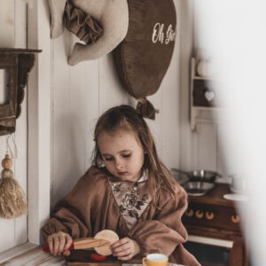 Sukienka beżowa lniana Marysia retro kokos 5-10 lat