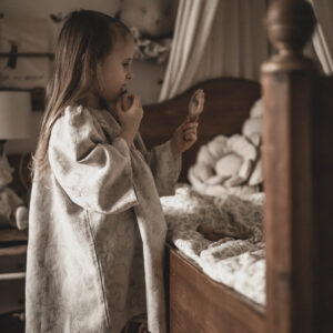 Sukienka lniana kwiaty damska żakard Marysia royal