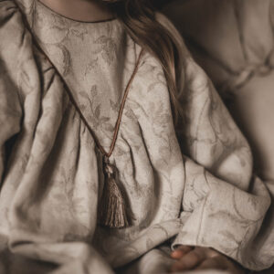 Sukienka lniana kwiaty damska żakard Marysia royal