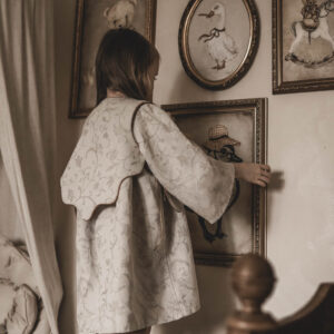 Sukienka lniana kwiaty damska żakard Marysia royal