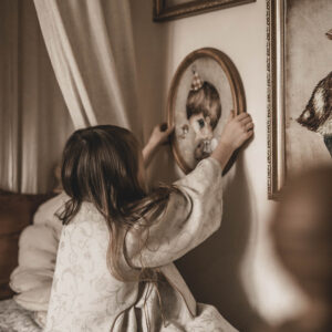 Sukienka lniana kwiaty damska żakard Marysia royal