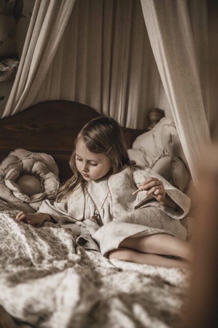 Sukienka lniana kwiaty damska żakard Marysia royal