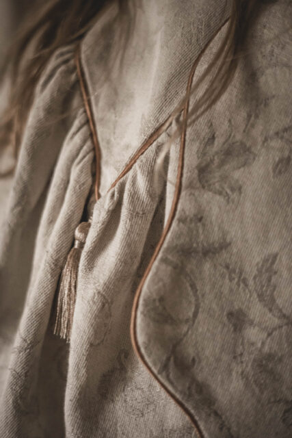 Sukienka lniana kwiaty damska żakard Marysia royal