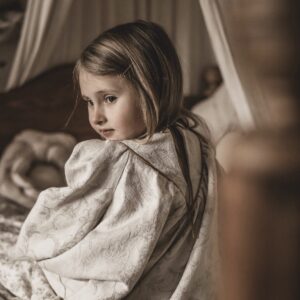 Sukienka lniana kwiaty damska żakard Marysia royal