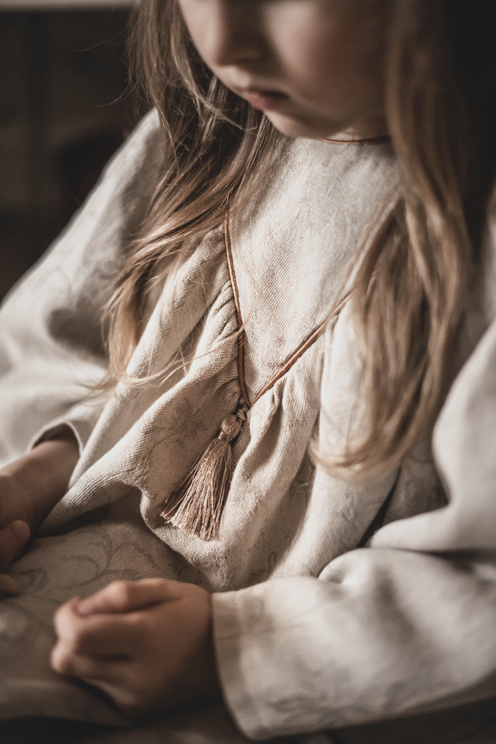 Sukienka lniana kwiaty damska żakard Marysia royal