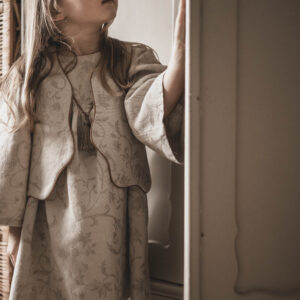 Sukienka lniana kwiaty damska żakard Marysia royal