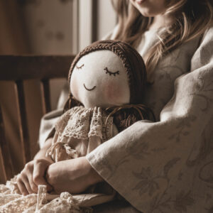 Sukienka lniana retro zwiewna dla dziewczynki royal  Marysia