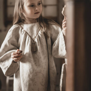 Sukienka lniana retro zwiewna dla dziewczynki royal  Marysia