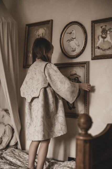 Sukienka lniana retro zwiewna dla dziewczynki royal  Marysia