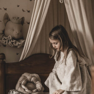 Sukienka lniana retro w kwiaty żakardowa 5-10 lat Marysia royal