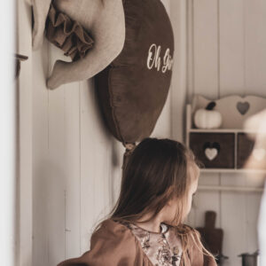 Sukienka retro lniana kwiaty żakard Marysia kokos