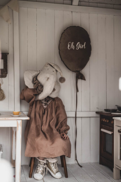 Sukienka retro lniana kwiaty żakard Marysia kokos