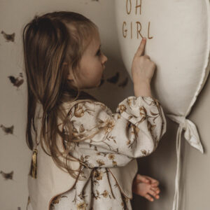 Sukienka w kwiatuszki lniana vintage 5-10 lat Marysia honey