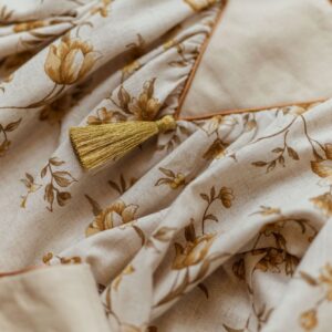 Sukienka w kwiatuszki lniana vintage 5-10 lat Marysia honey