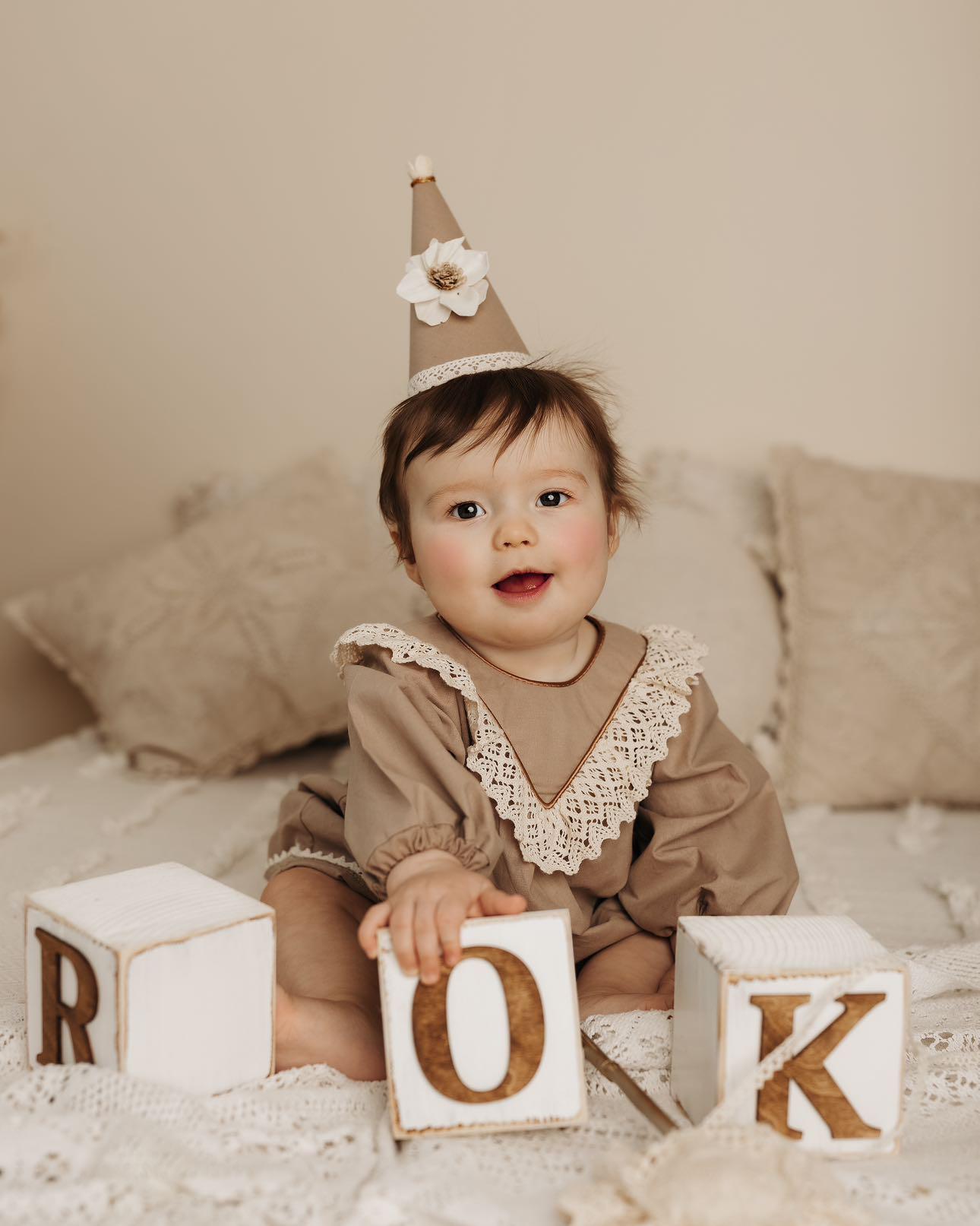 Sukienka z koronką bawełniana Marysia natural 1-4 lat