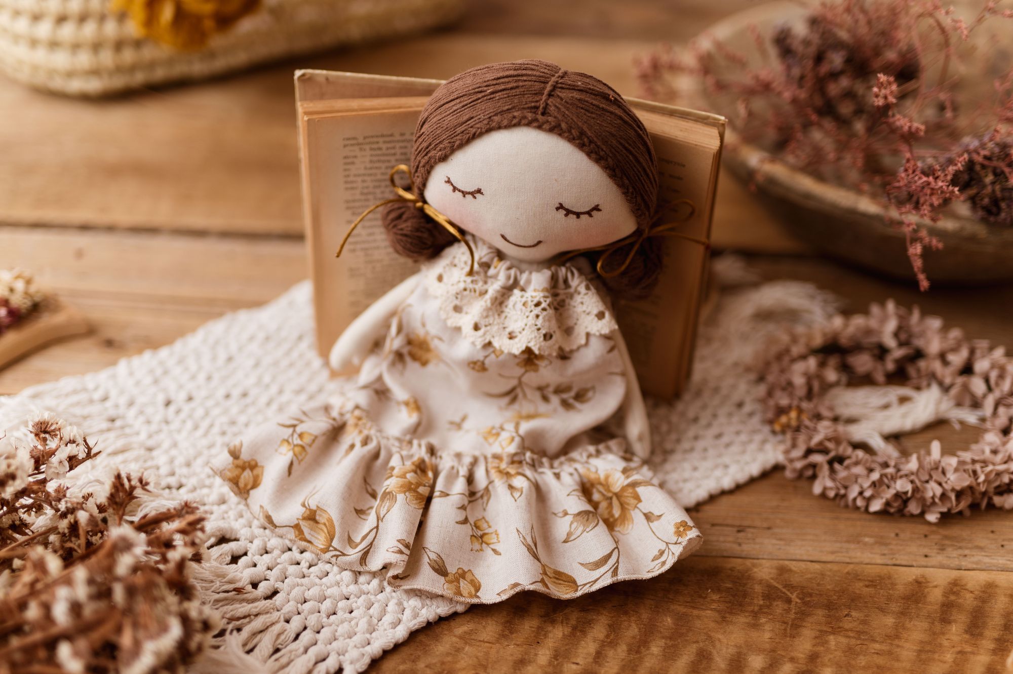 Szmacianka lalka przytulanka retro Marysia honey