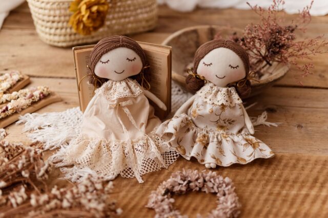 Szmacianka lalka przytulanka retro Marysia honey