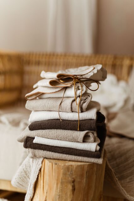 T-shirt len unisex przewiewny dla dziecka ecru