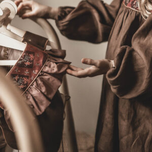 Vintage kołnierzyk z falbanką lniany dla dziecka coco rose gold