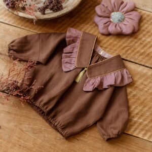 Vintage kołnierzyk z falbanką lniany dla dziecka coco rose gold