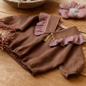 Vintage kołnierzyk z falbanką lniany dla dziecka coco rose gold