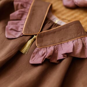 Vintage kołnierzyk z falbanką lniany dla dziecka coco rose gold