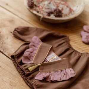 Vintage kołnierzyk z falbanką lniany dla dziecka coco rose gold