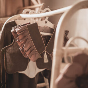 Vintage kołnierzyk z falbanką lniany dla dziecka coco rose gold