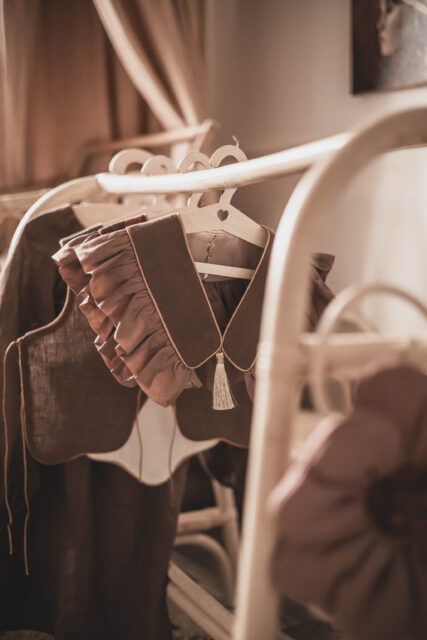 Vintage kołnierzyk z falbanką lniany dla dziecka coco rose gold