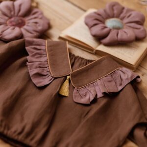 Vintage kołnierzyk z falbanką lniany dla dziecka coco rose gold