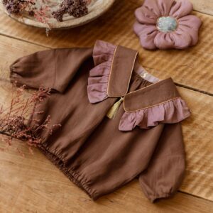 Vintage kołnierzyk z falbanką lniany dla dziecka coco rose gold