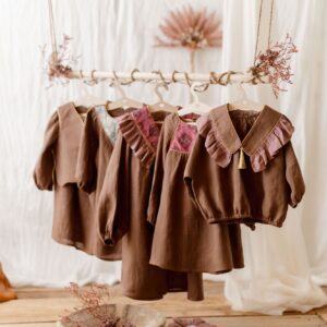 Vintage kołnierzyk z falbanką lniany dla dziecka coco rose gold