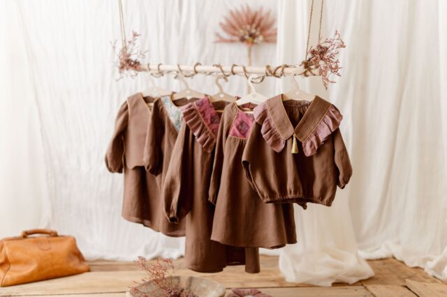 Vintage kołnierzyk z falbanką lniany dla dziecka coco rose gold