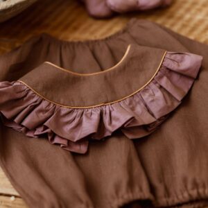 Vintage kołnierzyk z falbanką lniany dla dziecka coco rose gold